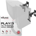 Sound Bass Play 3 Wall Mount Black Pair, Compatible with Sonos Play:3 Only, Twin Pack, Adjustable Swivel & Tilt Mechanism, 2 Mounting Brackets Includes All Fixings