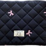 Puffy Laptop Sleeve Case Cute Quilted Computer Bag, 13 Inch Bow Embroidery Printed Laptop Carrying Cases, Coquette Aesthetics Protective Cover, Compatible with 11″ 13″ 15″ Notebook