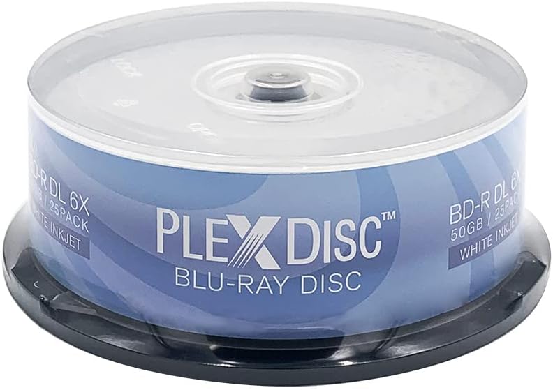PLEXDISC 645-213 50 GB 6X Blu-ray Double Layer Recordable BD-R DL White Inkjet, 25-Disc Spindle