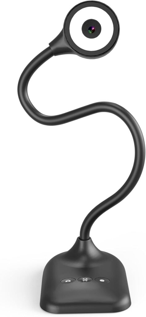 Document Camera for Teachers, Webcam and Overhead Camera for Classroom with Mic, LED Lights, Image Invert, Fold for Mac OS, Windows, Zoom, OBS Work with Distance Learning/Teaching, Live Demo