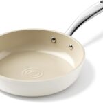 Redchef Ceramic Non Stick Frying Pans, Nonstick Frying Pan Skillet, Ceramic Egg Pan with Stay Cool Handle, Non Toxic Induction Pan for Cooking, PFOA & PFAS Free, Oven & Dishwasher Safe (8″ Beige)