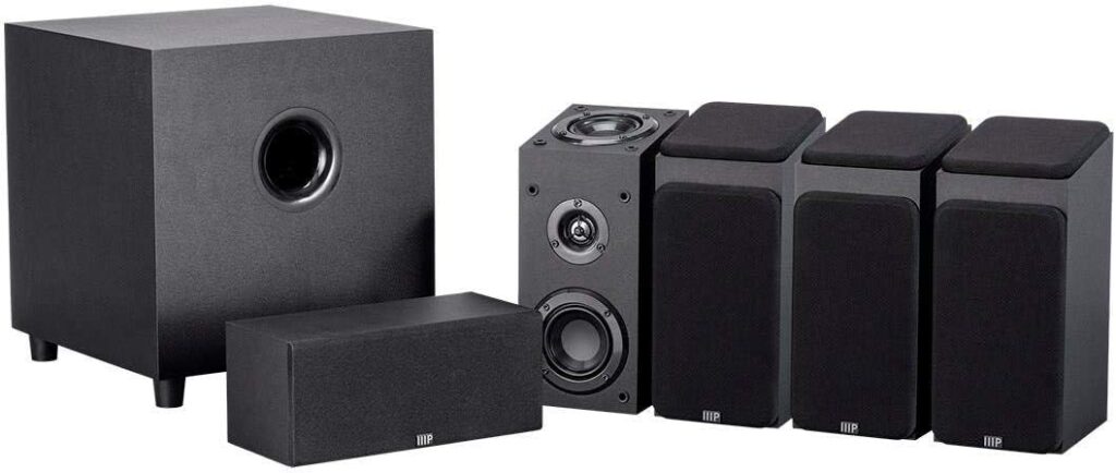 Monoprice Premium 5.1.4-Ch. Immersive Home Theater System – with 8 Inch 200 Watt Subwoofer, Dolby Atmos Compatible, Black