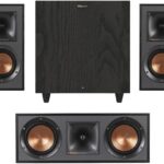 Klipsch Home Theater Bundle: R-41M Bookshelf Speakers, R-80SWi Wireless Subwoofer, R-52C Center Channel Speaker – Powerful 3.1 System