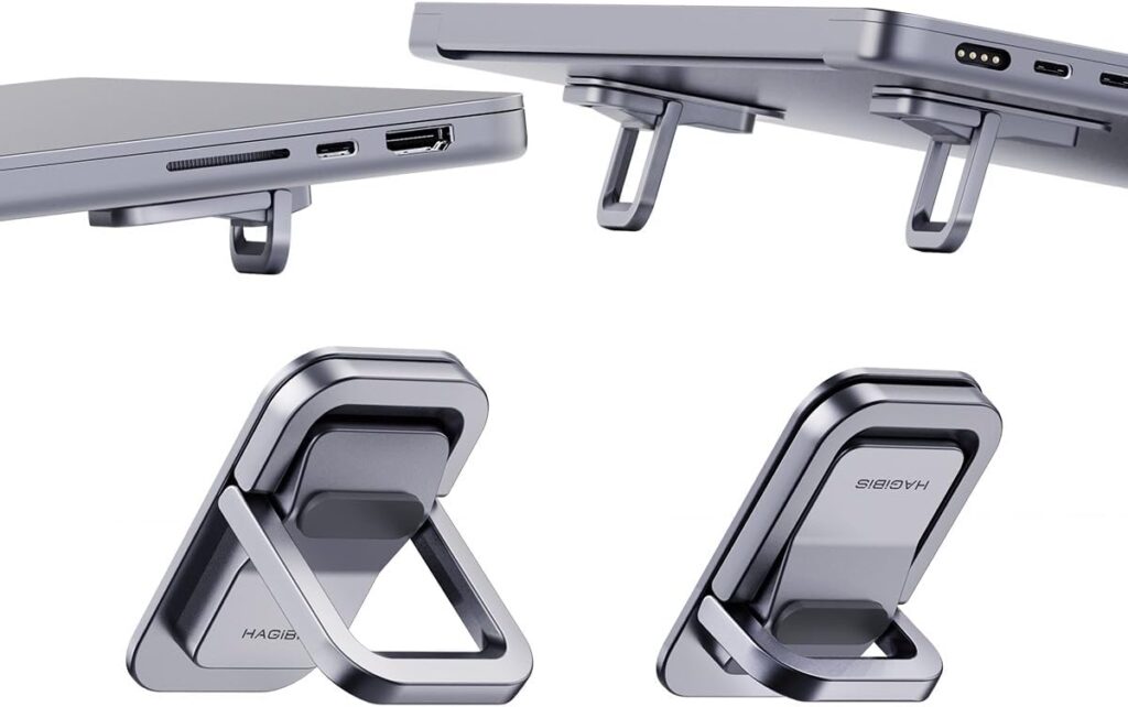 Hagibis Laptop Stand Adjustable Height for Desk, Portable Invisible Laptop Riser, Ergonomic Mount Keyboard Kickstands Aluminum Cooling Pad for MacBook Pro Air, Tablet Laptop (Grey)