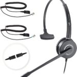 VT Telephone-Headset Microphone Noise-Cancelling Headphone QD – Quick Disconnect Call Center Headset with RJ09 Cables Compatible with Polycom,Yealink,Grandstream,Snom,Fanvil,Mitel Phones (Mono)