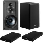 Sony SSCS5 3-Way 3-Driver Bookshelf Speaker System (Black) Bundle with Isolation Pads (2 Items)