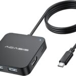 USB C Hub Long Cable 4FT 10Gbps, Multiport Adapter with 4K 60Hz HDMI, 100W Power Delivery, 3 USB A3.1+1 USB-C 3.1 Data Port, USB c to HDMI Adapter for MacBook, Dell, Lenovo, Surface, iPad PRO