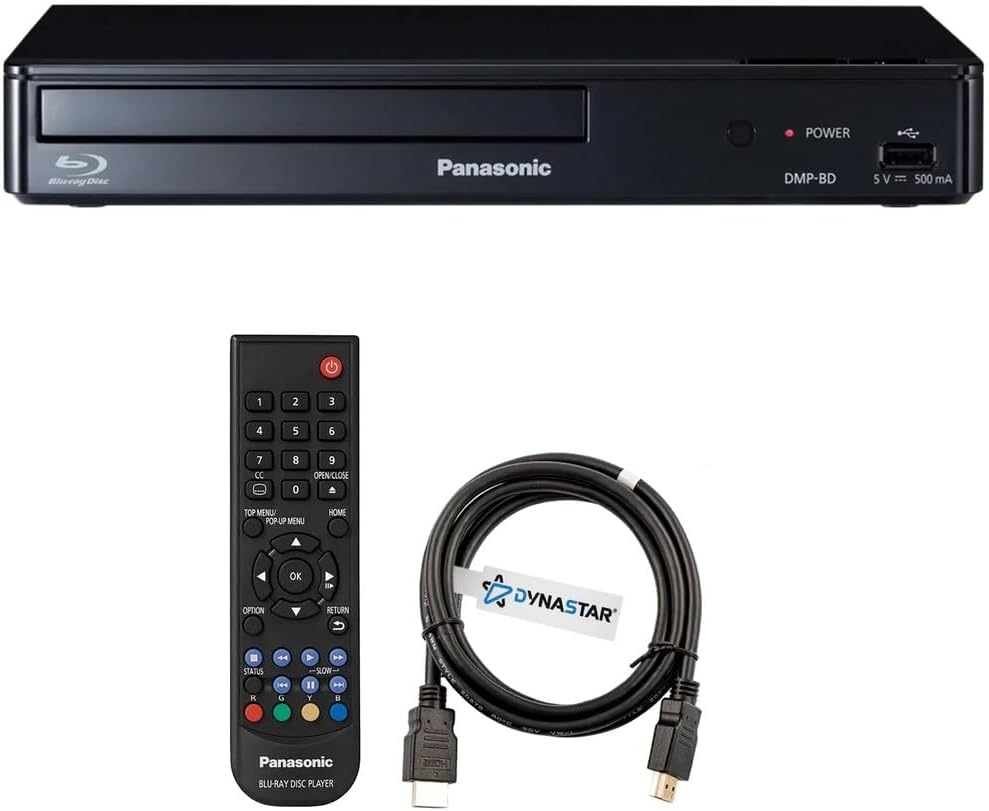 Region Free Blu-Ray Player Compatible with Panasonic DMP-BD Multi Region Code Free | Blu-Ray Regions A, B, C | DVD Regions 0-8 with Dynastar 6FT HDMI Bundle