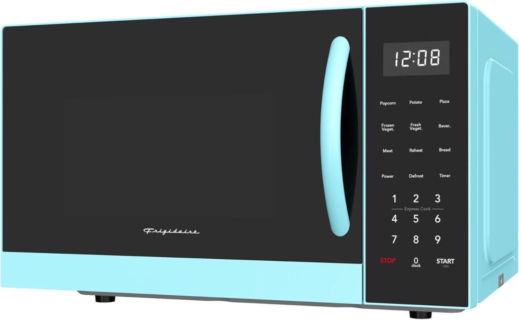 FRIGIDAIRE 0.9-Cubic Feet Microwave Oven with Oversized Display, Blue