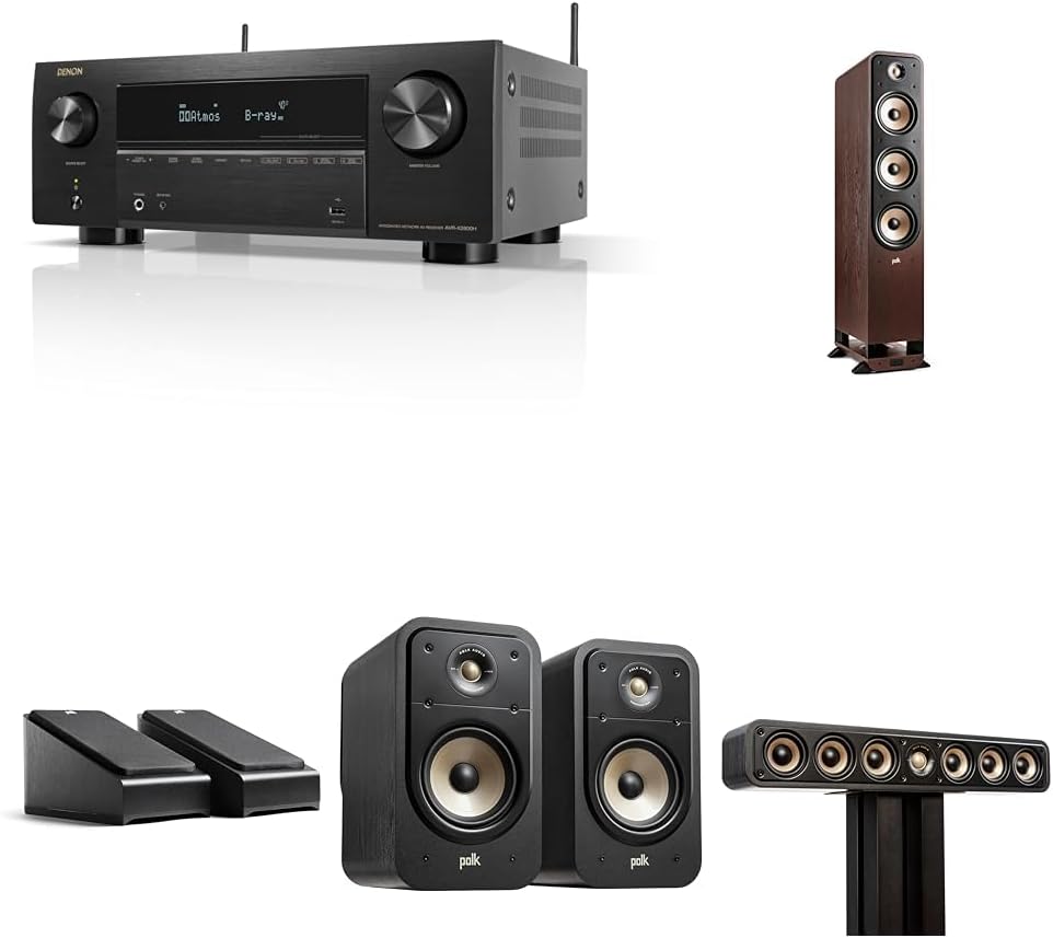 Denon AVR-X2800H + Polk Signature Elite 7.2 Home Theater Bundle | 3D Surround Sound System with Dual Subs, Atmos Height Speakers & Big-Room Immersion