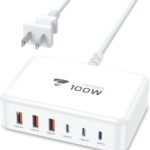 USB C Fast Charger, 100W GaN 6 Port USB C Fast Charging Station Hub Block Cube, QC USB A and PD USB c Wall Charger Power Multiple USB Charger Plug for iPhone 16 15 14 13 12 Pro Max, MacBook, Samsung