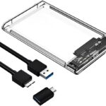 External Hard Drive Enclosure , SATA to USB 3.0 2.5 inch SSD HDD 7mm 9.5mm Clear Hard Drive Case Supports UASP SATA (Clear)
