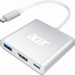 Acer USB C to HDMI Adapter, 4K USB C Hub with 100W PD, USBA 3.0 Port, HDMI to USBC Multiport Digital AV Converter for MacBook Pro/Air, iPad, Tablets, Switch, TV, Monitor and More (Silver)