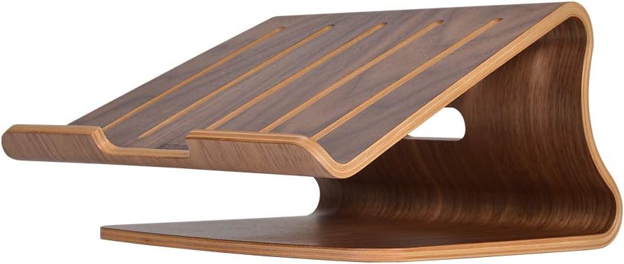 SAMDI Wood Laptop Stand for Desk,Laptop Holder Stand,Wooden Cooling Computer Holder,Suitable for Most laptops Heat Dissipation Shelf (Walnut)