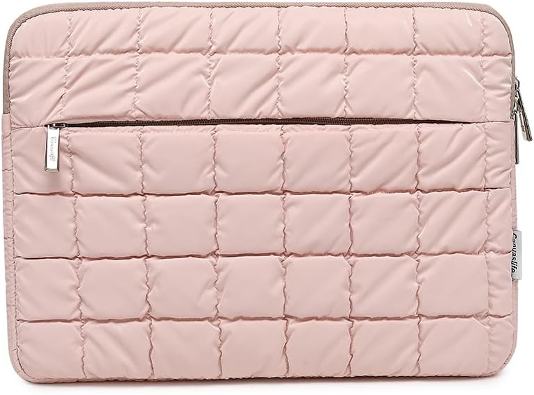 Canvas Life 360 Protective Plush Laptop Sleeve 14-14.4-inch Laptop Sleeve Bag Compatible with HP, Lenovo, Dell, ASUS, MacBook Pro 14-inch – Quilted Design (Pink, 14 inch / 14.0 inch)