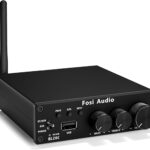 Fosi Audio BL20C Bluetooth 5.0 Stereo Audio Receiver Amplifier 320 Watts 2.1 CH Mini Hi-Fi Class D TDA7498E Integrated Amp U-Disk Player for Home Passive Speakers Powered Subwoofer(with Power Supply)