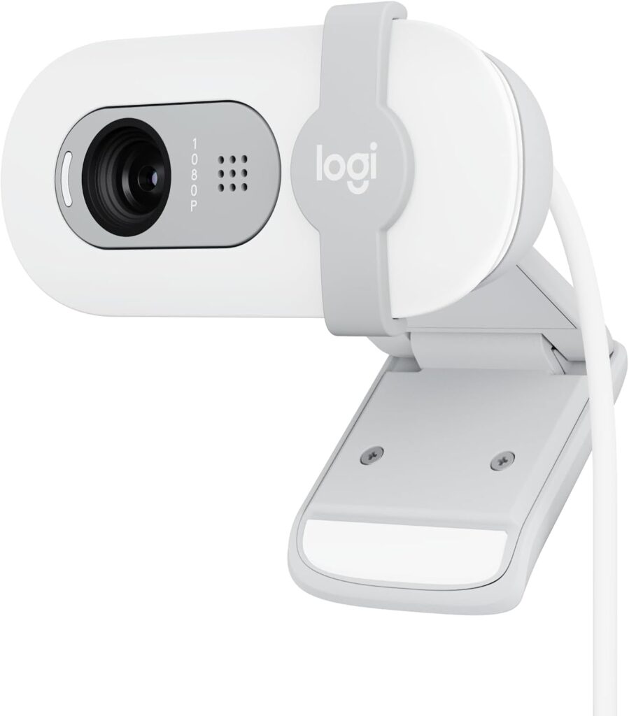 Logitech Brio 100 Full HD 1080p Webcam for Meetings, Streaming, Desktop, Laptop, PC – Built-in Mic, Shutter, Works with Zoom, Microsoft Teams, Nintendo Switch 2’s New GameChat Mode-Off -White