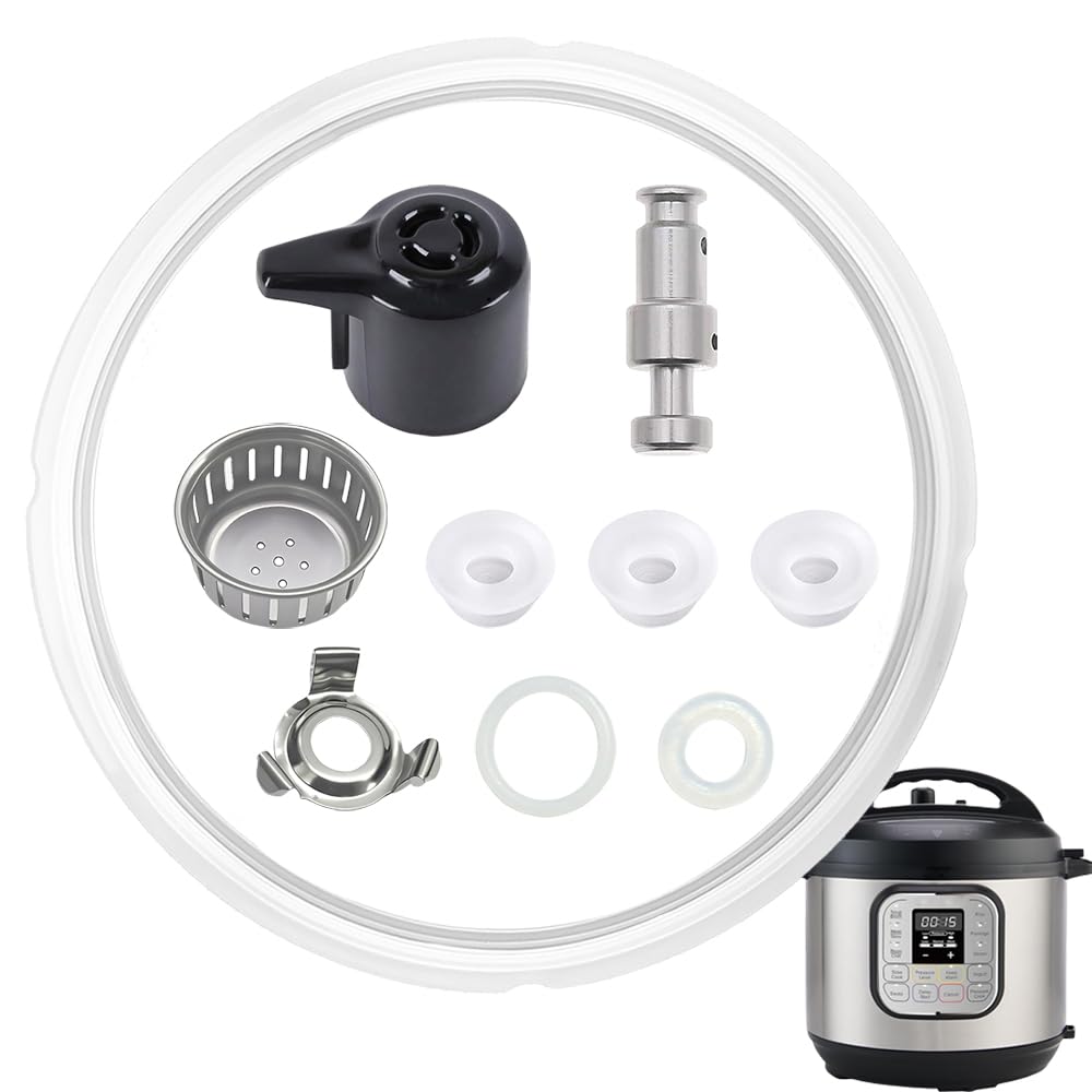 10Pcs Replacement Parts for Instant Pot IP-DUO50 IP-DUO60 Duo/Duo Plus 5&6QT Quart, Upgrade Steam Release Valve Lid Replacement for Instapot, Pressure Valve Float & Sealing Ring for Instant Pot