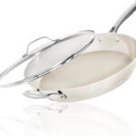 GOTHAM STEEL HAMMERED 14 Inch Non Stick Frying Pans with Lid, Extra Large Frying Pans Nonstick Cooks Family Sized Meals, Non Toxic PFOA Free, Induction Ready, Oven and Dishwasher Safe
