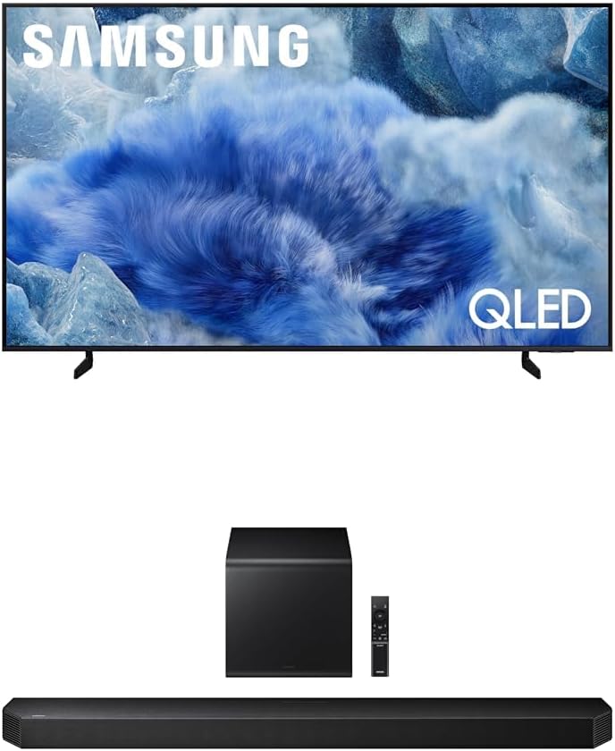 Samsung 85-Inch Class QLED Q8F 4K UHD Smart TV (2025 Model) Q4 AI Processor, 100% Color Volume with Quantum Dot, AirSlim Design Q800F 5.1.2ch Q Series Soundbar (HW-Q800F, 2025)