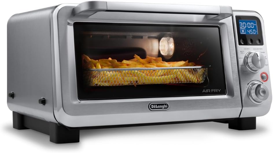 De’Longhi Digital Air Fry Convection Toaster Oven 14L Stainless Steel, Air Fry Oven, 9-in-1, Grills, Broils, Bakes, Roasts, Reheats, Keep Warm, Non-Stick, Scratch-Resistant Interior, 1800-Watts