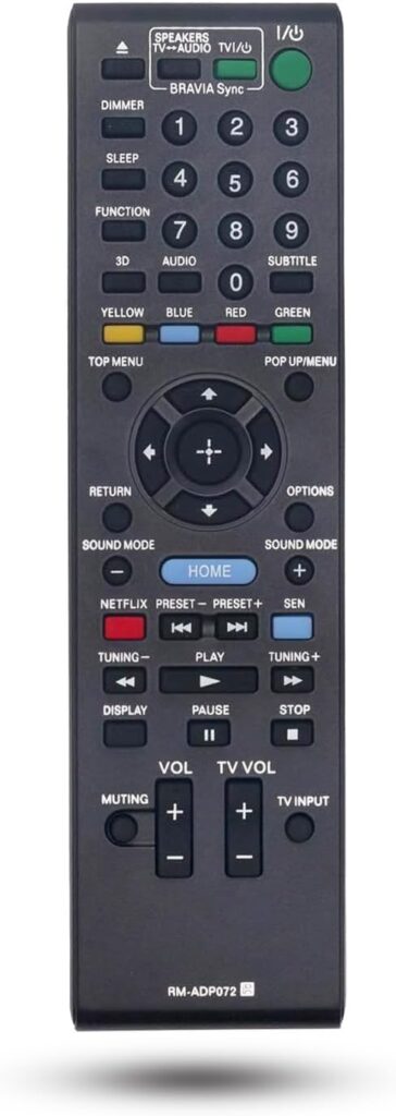 RM-ADP072 Replacement Remote Control for Sony Blu-ray DVD Home Theatre AV System BDV-E190 BDV-E490 BDV-N790W BDV-E390 BDV-E385 BDV-T39 BDV-E290 BDV-T79 RM-ADP069 BDV-T58 BDV-T57 HBD-T79 HBD-E280