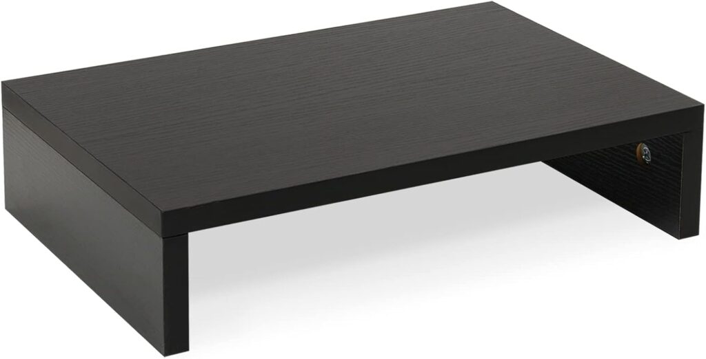 TEAMIX 14.2 inch Monitor Stand Riser, Wood Monitor Riser with Storage for Desk Small Monitor Stand TV/Screen/PC/Laptop Riser Computer Stand Desktop Shelf (Black-14.2 inch)