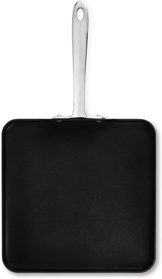 All-Clad HA1 Hard Anodized Nonstick Griddle 11×11 Inch Oven Broiler Safe 500F, Lid Safe 350F Pots and Pans, Cookware Black