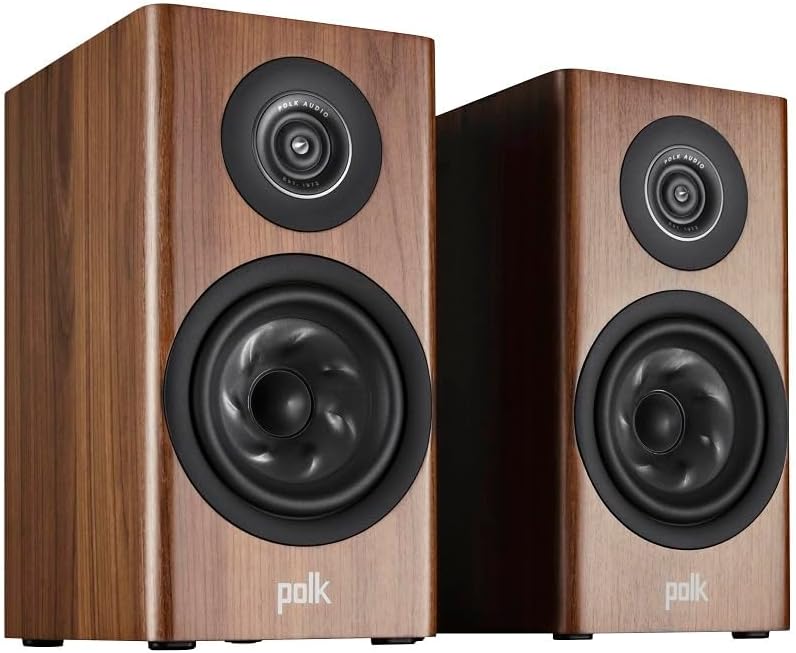 Polk Audio Reserve R100 Small Bookshelf Speaker for Dynamic, Detailed Home Theater Audio, 1″ Pinnacle Ring Tweeter & 5.25″ Turbine Cone Woofer, Dolby Atmos & IMAX Enhanced Wall Mountable Walnut Brown
