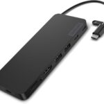 Lenovo USB-C Slim Travel Dock, 8 Ports, Up to 65W PD Pass Through, Integrated USB-C Cable, 4K Display Support, Black
