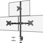 WALI Triple Monitor Mount for 13-27 inch Computer Screens, 3 Monitor Desk Mount, Holds up to 22 lbs, Adjustable Triple Monitors Stand with Swivel Tilt Rotation, 75×75/100x100mm (M003), Black
