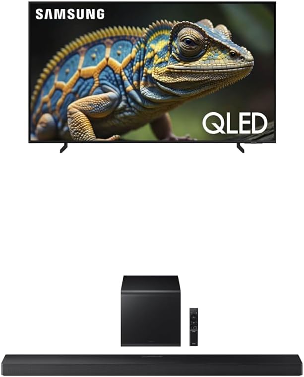 Samsung 85-Inch Class QLED 4K Q60D Series Quantum HDR Smart TV w/Object Tracking Sound Lite (QN85Q60D, 2024 Model) Q-Series Soundbar HW-QS700F 3.1.2 ch Subwoofer (2025 Model)