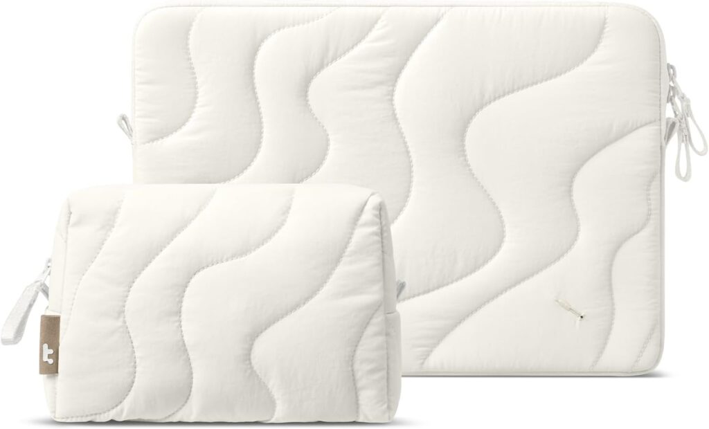 tomtoc 360 Protective Puffy Laptop Sleeve Set for 13-inch MacBook Air M4/A3240 2025, M3/A3113, M2/A2681, 13-inch MacBook Pro, Quilted Soft Puffer Bag with Tech Pouch for 13-inch Surface Pro Copilot+PC