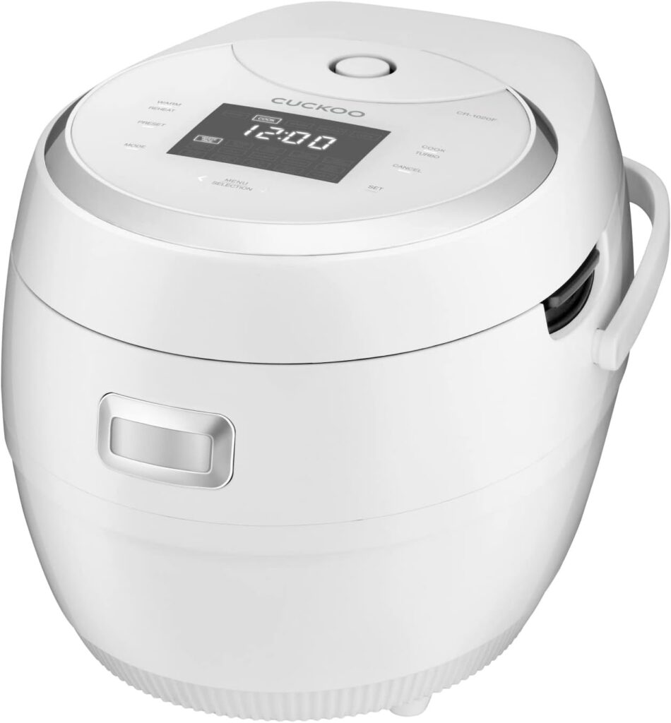 CUCKOO Micom Rice Cooker 10-Cup Uncooked / 20-Cup Cooked with Nonstick Inner Pot, Large Rice Maker with 16 Menu Options, Fuzzy Logic Technology, Auto Clean Mode, LCD Display, White (CR-1020F)