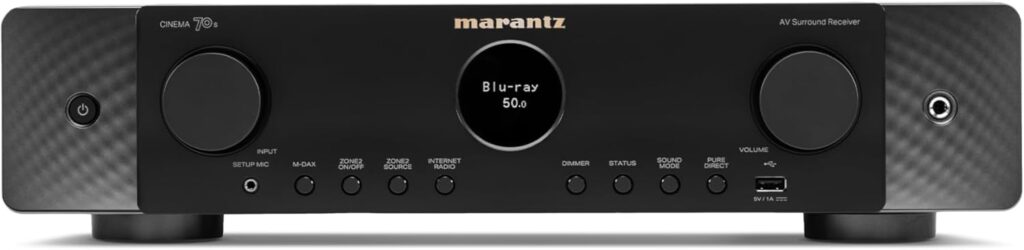Marantz Cinema 70S 7.2-Ch Receiver (50W X 7) – 4K/120 and 8K Home Theater Receiver, Built-in Bluetooth, Wi-Fi & HEOS Multi-Room, Supports Dolby Atmos, DTS:X