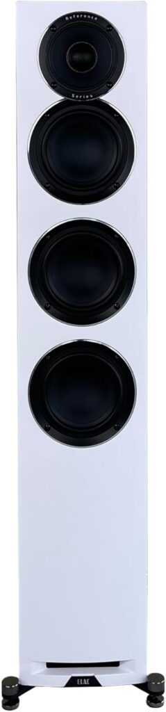 ELAC Uni-Fi Reference 3-Way 5-1/4″ Floor Standing Speaker, Oak or Walnut Tower Speaker for Home Theater and Stereo System, White Baffle with Oak Sides