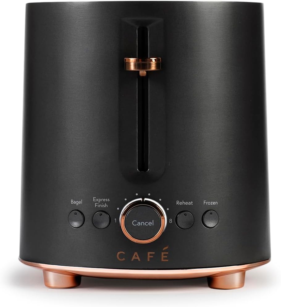 Café Express Finish 2-Slice Toaster | Extra-Wide Slots, Extra Lift for Waffles, Pastries, Texas Toast & More | 4 Pre-Set Functions, 8 Shade Options | Countertop Kitchen Essentials | Matte Black