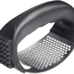 Stainless Steel Garlic Presser and Onion Slice Holder Set, Garlic Press Rocker Crusher Mincer Chopper, Cutter Kitchen Slicing Assistant Tool for Tomatoes Eggs and Vegetables