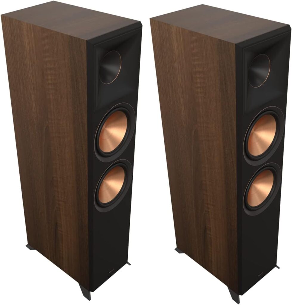 Klipsch Reference Premiere RP-8000F II 2.0 Dual Floorstanding Speaker Pair with Larger 90° x 90° Hybrid Tractrix Horn, 8” Cerametallic Woofers for Premium Home Theater Sound in Walnut