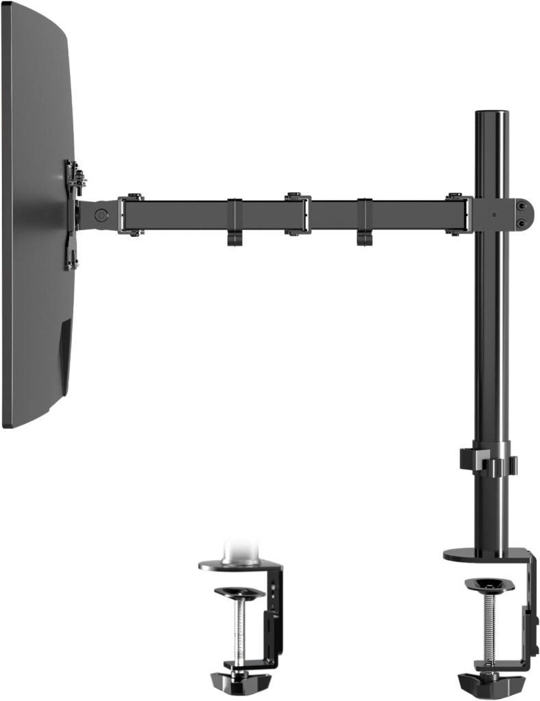 Pholiten Single Monitor Arm Desk Mount, Holds Screens up to 32 inch,Holds Up to 22lbs,Fully Adjustable Stand with C-Clamp and Grommet Base,100×100 Vesa Monitor Stand
