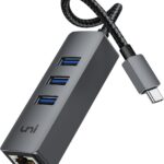 uni USB-C to Ethernet Adapter, USB C HUB Ethernet 1Gbps with USB 3.0 4IN1, [Thunderbolt 4/3 Compatible] USB C to Network Adapter for MacBook Pro/Air, iPad Pro, Surface Laptop, Chromebook, etc