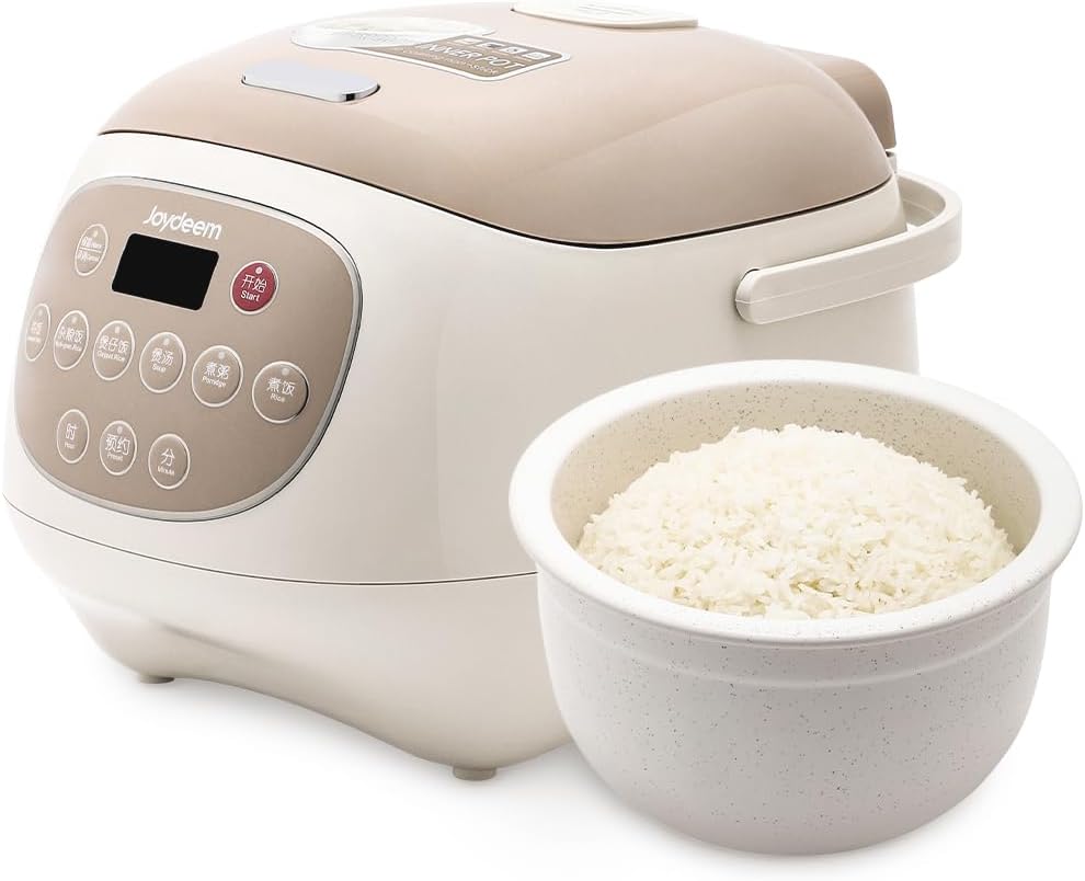 Joydeem Ceramic Rice Cooker, 6 Cups Uncooked Rice Cookers with Pure Ceramic Inner Pot, Healthy & PFOA Free, 3L/3.2 qt, DFB-C300