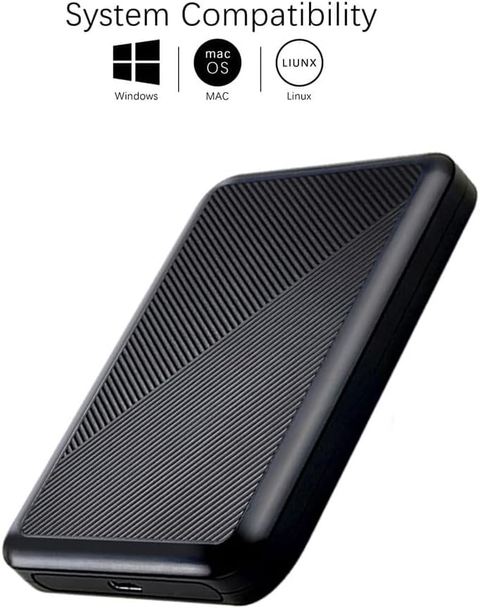 1TB Ultra Slim Portable External Hard Drive USB 3.1 Type C HDD Storage for PC, Mac, Laptop, PS4, Xbox one (1TB)