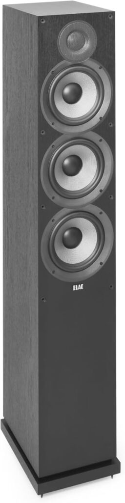 ELAC Debut 2.0 F6.2 Floorstanding Speaker, Black (Each) – 1” Cloth Dome Tweeter & Triple 6.5” Aramid Fiber Woofers – 3-Way Bass Reflex – Up to 35,000 Hz Response