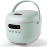 Bear Rice Cooker 4 Cups (UnCooked), Rice Cooker Small, 6 Cooking Functions, Advanced Fuzzy Logic Micom Technology, 24 Hours Preset Keep Warm, for White/Brown Rice Quinoa Oatmeal Soup Cake, 2L Green