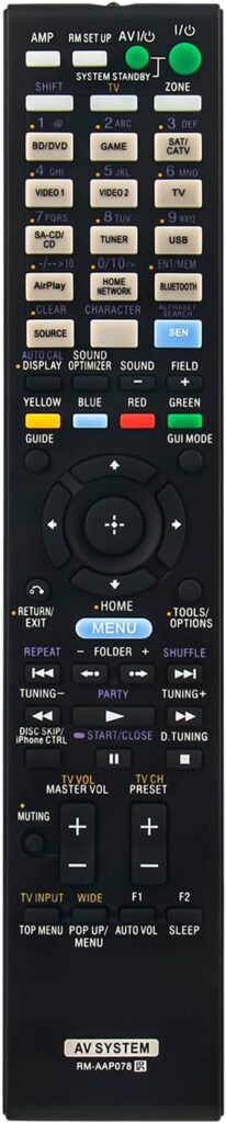 New RM-AAP078 Replacement Remote Control for Sony Home Theater AV System STR-DN1030 STR-DE698 STR-DH820 STR-K870P 149019011 STR-DN1020 STR-DN1030 STR-DH830 STR-DA5300ES