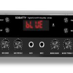 Stereo Receivers Home Audio Amplifier 2.1 Channels Subwoofer Output with Bluetooth 5.0, USB,2 Mic-in, Echo, RCA, Coaxial Input,for Home, Karaoke,Theater Speakers