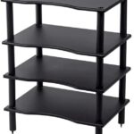 Monolith 4 Tier Shelf Audio Stand – Open Air Storage, Modular Design, Sturdy, Compatible with Bose, Polk, Sony, Yamaha, Pioneer and Others, Black