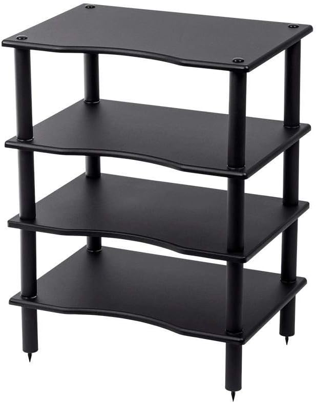 Monolith 4 Tier Shelf Audio Stand – Open Air Storage, Modular Design, Sturdy, Compatible with Bose, Polk, Sony, Yamaha, Pioneer and Others, Black