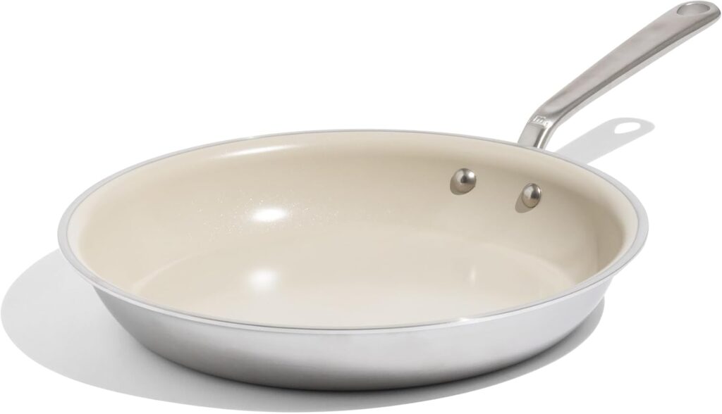 Made In Cookware – 12″ Ceramic Non Stick Frying Pan (Stainless Handle) – 5-Ply Stainless Clad with Stay-Cool Handle – Professional Cookware